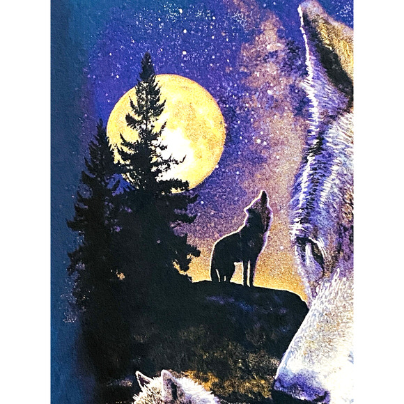 Vintage Alaska Wolf Wolves Graphic Blue Short Sleeve T Shirt Nature Size Large - Picture 3 of 9
